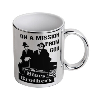 Blues brothers on a mission from God, Mug ceramic, silver mirror, 330ml