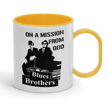 Blues brothers on a mission from God, Κούπα (πλαστική) (BPA-FREE) Polymer Κίτρινη για παιδιά, 330ml