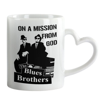 Blues brothers on a mission from God, Mug heart handle, ceramic, 330ml