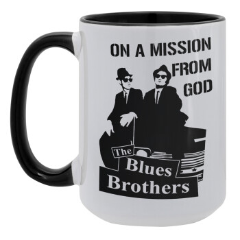 Blues brothers on a mission from God, Κούπα Mega 15oz, κεραμική Μαύρη, 450ml