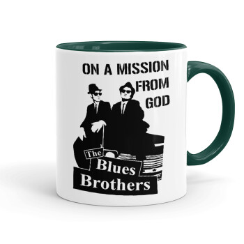 Blues brothers on a mission from God, Mug colored green, ceramic, 330ml