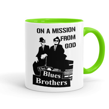Blues brothers on a mission from God, Κούπα χρωματιστή βεραμάν, κεραμική, 330ml