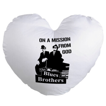 Blues brothers on a mission from God, Μαξιλάρι καναπέ καρδιά 40x40cm περιέχεται το  γέμισμα