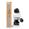 Easter Set, metallic aluminum water bottle (500ml) & aromatic flat Easter candle (30cm) (GRAY)
