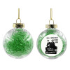 Transparent Christmas tree ball ornament with green filling 8cm