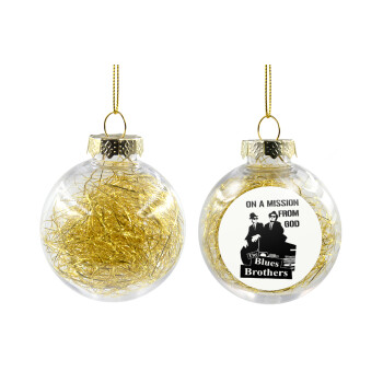 Blues brothers on a mission from God, Χριστουγεννιάτικη μπάλα δένδρου διάφανη με χρυσό γέμισμα 8cm