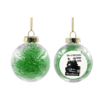 Blues brothers on a mission from God, Χριστουγεννιάτικη μπάλα δένδρου διάφανη με πράσινο γέμισμα 8cm
