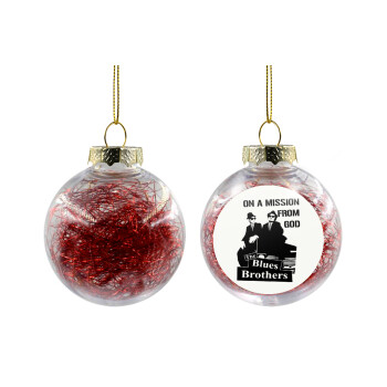Blues brothers on a mission from God, Χριστουγεννιάτικη μπάλα δένδρου διάφανη με κόκκινο γέμισμα 8cm