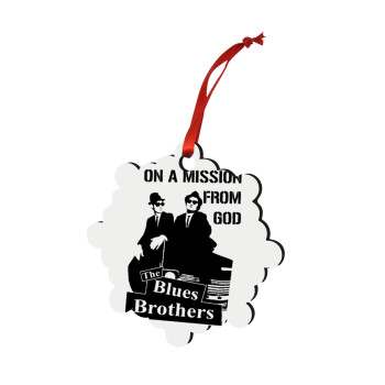 Blues brothers on a mission from God, Christmas ornament snowflake wooden 7.5cm