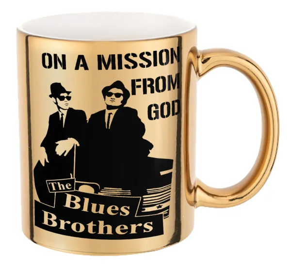 Blues brothers on a mission from God — Mug ceramic, gold mirror, 330ml