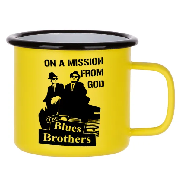 Blues brothers on a mission from God — Κούπα Μεταλλική εμαγιέ ΜΑΤ Κίτρινη 360ml