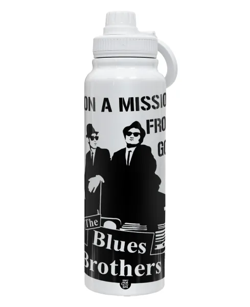 Blues brothers on a mission from God — 1L Stainless Steel Thermal Bottle with Phone Holder & Double Wall Insulation