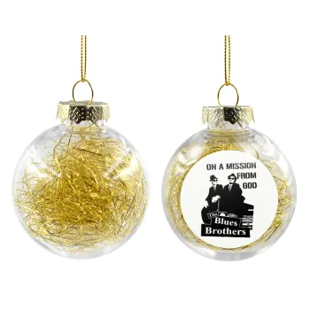 Blues brothers on a mission from God, Στολίδι Χριστουγεννιάτικη μπάλα δένδρου διάφανη με χρυσό γέμισμα 8cm