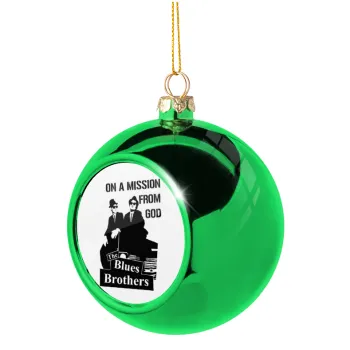 Blues brothers on a mission from God, Green Christmas tree ornament ball 8cm