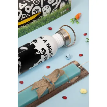 Blues brothers on a mission from God, Πασχαλινή Λαμπάδα με παγούρι μεταλλικό (620ml, stainless steel) & κερί αρωματικό πλακέ (30cm) (ΤΙΡΚΟΥΑΖ)