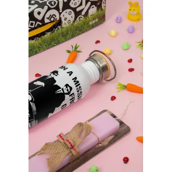 Blues brothers on a mission from God, Πασχαλινή Λαμπάδα με παγούρι μεταλλικό (620ml, stainless steel) & κερί αρωματικό πλακέ (30cm) (ΡΟΖ)