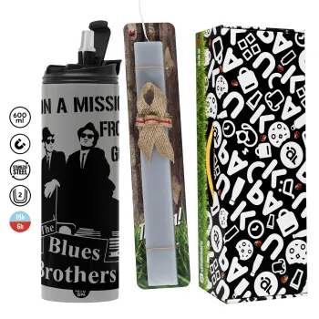 Blues brothers on a mission from God, Easter candle with Grey Tumbler Thermo 600ml & aromatic flat candle (30cm) (GREY)