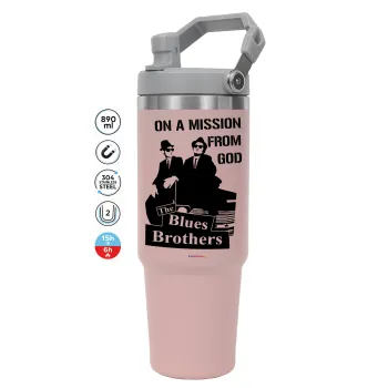 Blues brothers on a mission from God, Pink color, 890ml (30oz) stainless Steel Tumbler with Handle