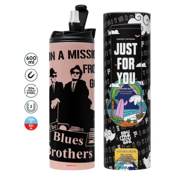 Blues brothers on a mission from God, Tumbler stainless steel PINK 600ml