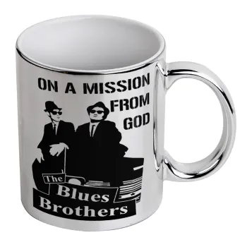 Blues brothers on a mission from God, Mug ceramic, silver mirror, 330ml