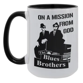 Blues brothers on a mission from God, Κούπα Mega 15oz, κεραμική Μαύρη, 450ml
