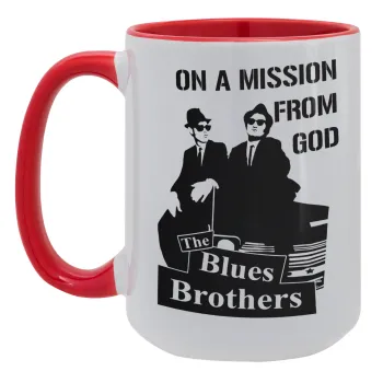 Blues brothers on a mission from God, Κούπα Mega 15oz, κεραμική Κόκκινη, 450ml