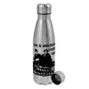 Metallic water bottle, stainless steel, 750ml