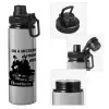 Metallic water bottle with safety cap, 850ml aluminum