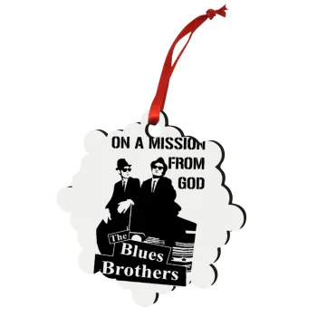Blues brothers on a mission from God, Christmas ornament snowflake wooden 7.5cm