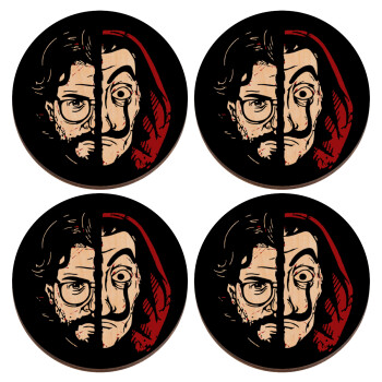 El Professor, ΣΕΤ x4 Σουβέρ ξύλινα στρογγυλά plywood (9cm)