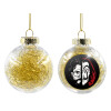 Transparent Christmas tree ball ornament with gold filling 8cm