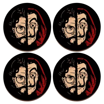El Professor, ΣΕΤ x4 Σουβέρ ξύλινα στρογγυλά plywood (9cm)