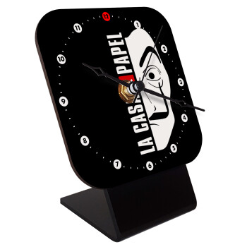 La casa de papel vertical, Επιτραπέζιο ρολόι ξύλινο με δείκτες (10cm)