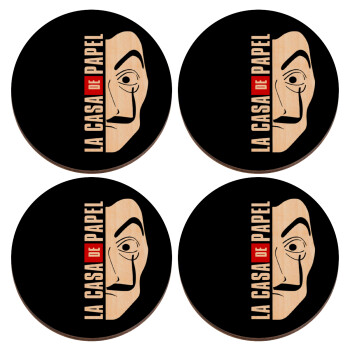 La casa de papel vertical, ΣΕΤ x4 Σουβέρ ξύλινα στρογγυλά plywood (9cm)