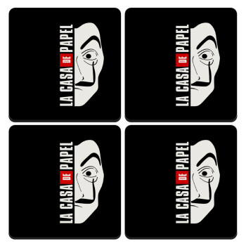 La casa de papel vertical, ΣΕΤ 4 Σουβέρ ξύλινα τετράγωνα (9cm)