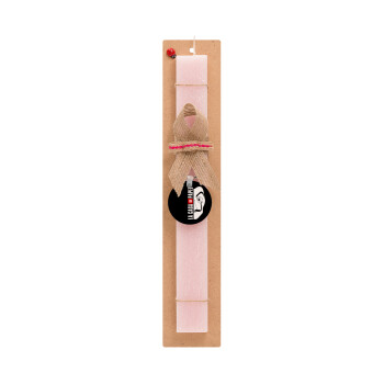 La casa de papel vertical, Easter Set, wooden keychain & scented flat Easter candle (30cm) (PINK)