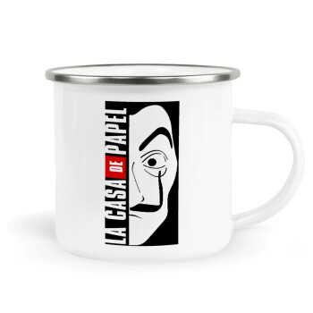 La casa de papel vertical, Metallic enamel cup white 360ml