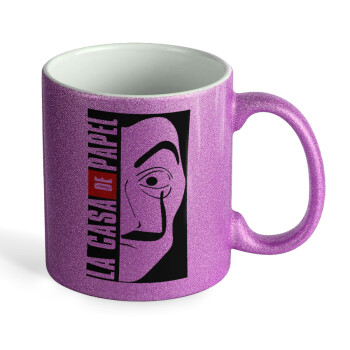La casa de papel vertical, Κούπα Μωβ Glitter που γυαλίζει, κεραμική, 330ml