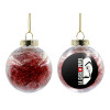 Στολίδι Χριστουγεννιάτικη μπάλα δένδρου διάφανη με κόκκινο γέμισμα 8cm