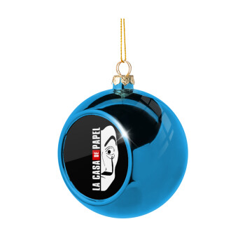 La casa de papel vertical, Blue Christmas tree ball ornament 8cm