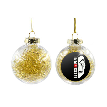 La casa de papel vertical, Transparent Christmas tree ball ornament with gold filling 8cm