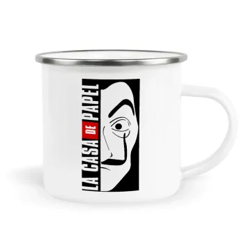 La casa de papel vertical, Metallic enamel cup white 360ml