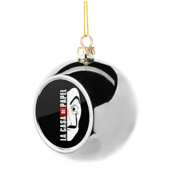 La casa de papel vertical, Silver 8cm Christmas tree ball ornament