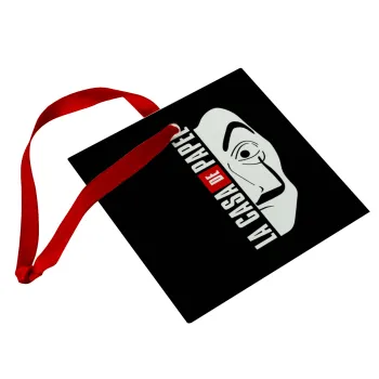 La casa de papel vertical, Στολίδι Χριστουγεννιάτικο στολίδι γυάλινο τετράγωνο 9x9cm