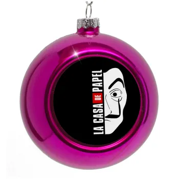 La casa de papel vertical, Purple Christmas tree ornament bauble 8cm