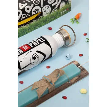 La casa de papel vertical, Πασχαλινή Λαμπάδα με παγούρι μεταλλικό (620ml, stainless steel) & κερί αρωματικό πλακέ (30cm) (ΤΙΡΚΟΥΑΖ)