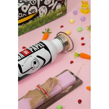 La casa de papel vertical, Πασχαλινή Λαμπάδα με παγούρι μεταλλικό (620ml, stainless steel) & κερί αρωματικό πλακέ (30cm) (ΡΟΖ)