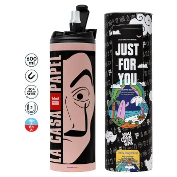 La casa de papel vertical, Tumbler stainless steel PINK 600ml