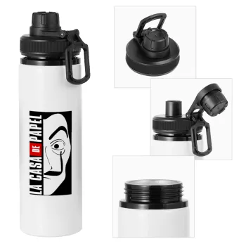 La casa de papel vertical, Metal water bottle with safety cap, aluminum 850ml