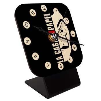 La casa de papel vertical, Quartz Table clock in natural wood (10cm)